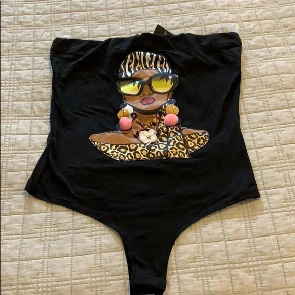 Fashion Nova Bodysuit Textured Black Sz S NWT - Picture 2 of 8